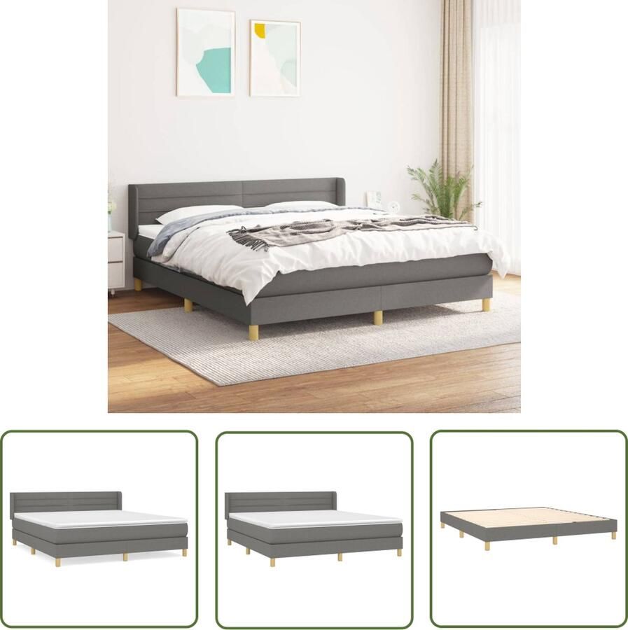 The Living Store Boxspringbed Donkergrijs 203 x 183 x 78 88 cm Pocketvering Matras Middelharde Ondersteuning Huidvriendelijk Topmatras Boxspringbed Boxspring Tweepersoonsbed Grijs Bed Pocketed Spring Mattress