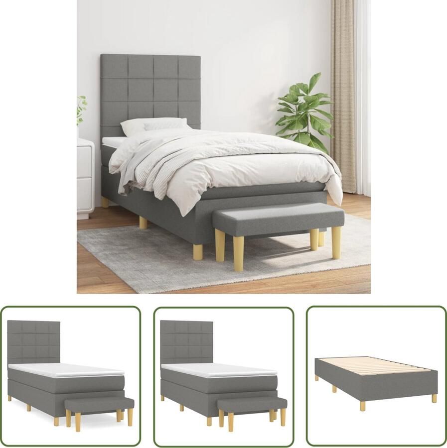 The Living Store Boxspringbed Classic 193x90x118 128 cm Donkergrijs Boxspringbed Boxspring Slaapkamer Meubels Donkere Kleuren Tweepersoonsbed