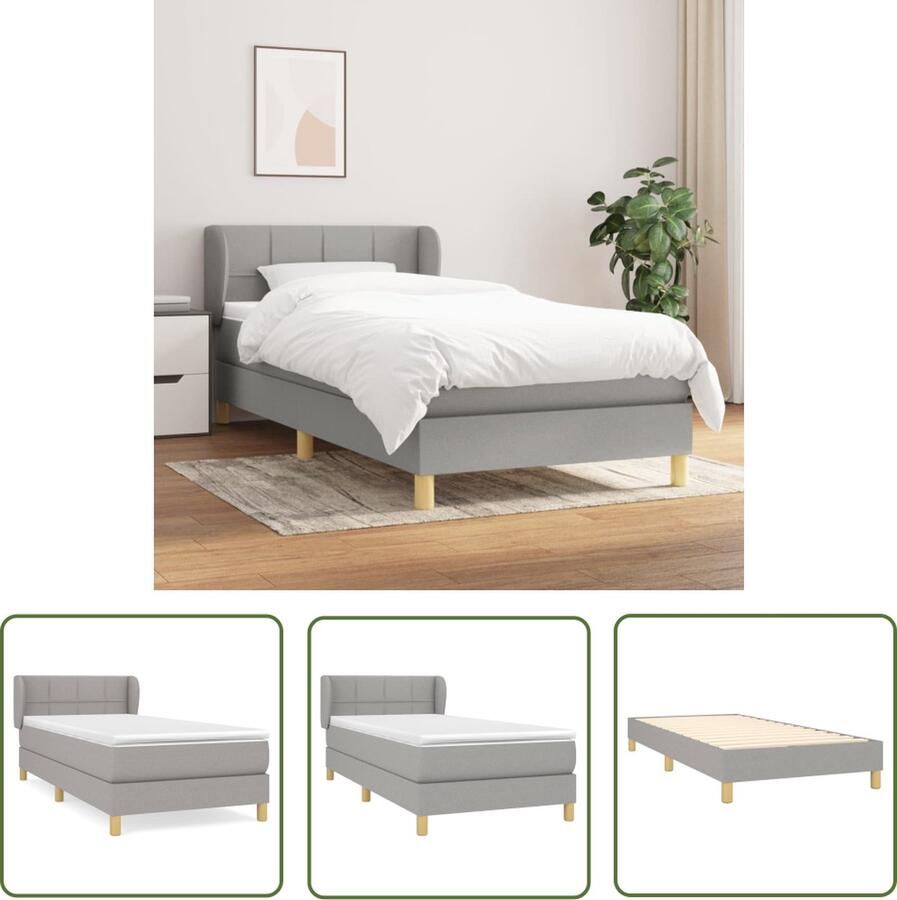 The Living Store Boxspringbed Pocketvering Lichtgrijs 100x200x78 88 cm Boxspringbed Boxspring Tweepersoonsbed King Size Bed Grijs Bed