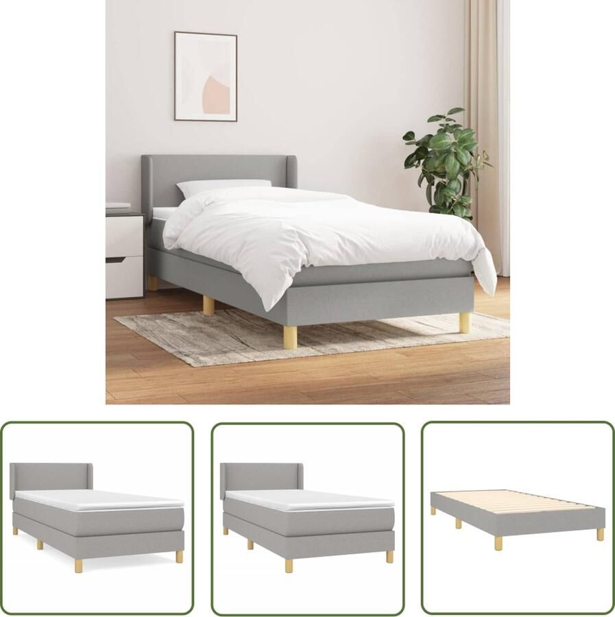 The Living Store Boxspringbed Pocketvering Middelhard 100x200cm Lichtgrijs Boxspringbed Boxspring Tweepersoonsbed Slaapcomfort Middenhard Matras