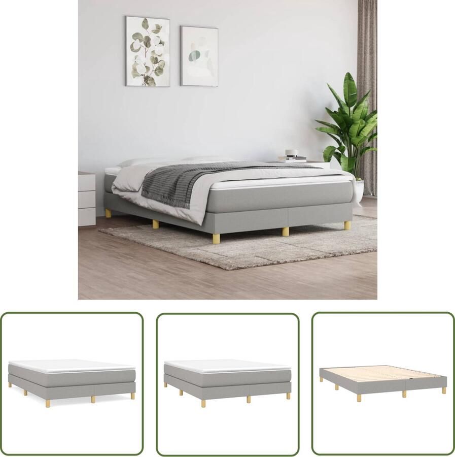 The Living Store Boxspring met matras stof lichtgrijs 140x190 cm Boxspring Boxsprings Bed Slaapmeubel Boxspringbed Boxspring Bed Tweepersoonsbed Bed Met Matras Bedframe Ledikant Bedden - Foto 2