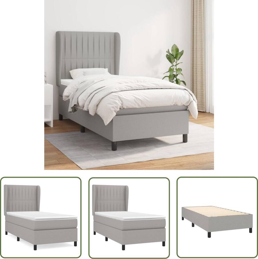 The Living Store Boxspringbed Comfort Bed 203 x 83 x 118 128 cm Lichtgrijs Pocketvering Schuim Boxspringbed Boxspring Bed Frame Tweepersoonsbed Slaapkamerinrichting