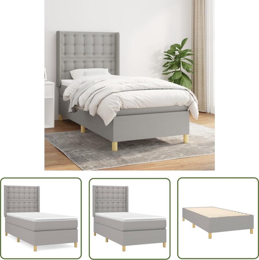 The Living Store Boxspringbed s Bed 203 x 93 x 118 128 cm Lichtgrijs Boxspringbed Boxspring Bed Slaapkamerinrichting Tweepersoonsslaap