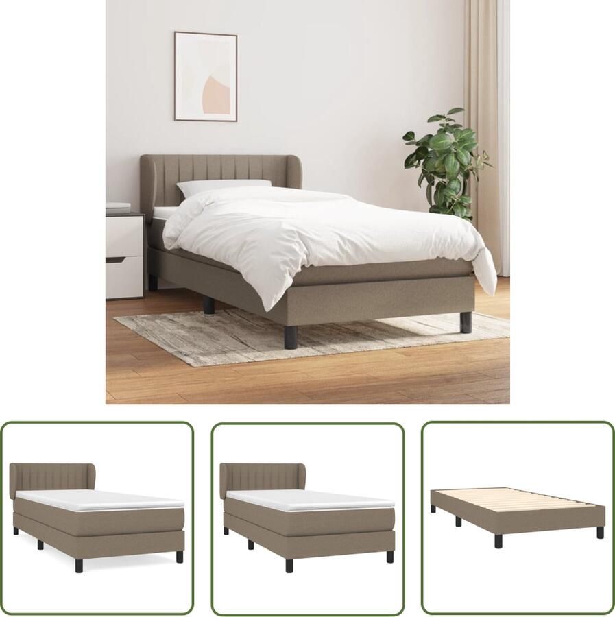 The Living Store Boxspringbed Taupe 203 x 103 x 78 88 cm Pocketvering matras Middelharde ondersteuning Topmatras Duurzaam Boxspringbed Boxspring Bed Taupecleur Slaapcomfort