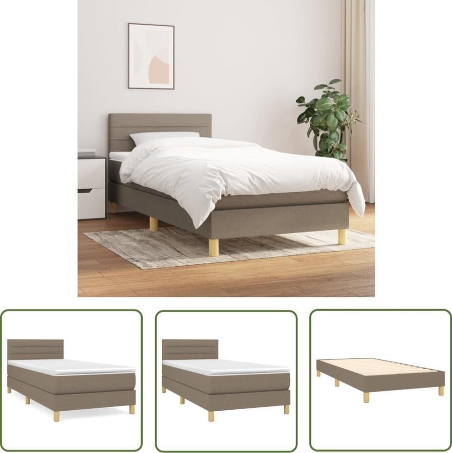 The Living Store Boxspringbed Comfort Bed 203 x 80 x 78 88 cm Kleur- taupe Boxspringbed Slaapcomfort Boxspring Tweepersoonsbed Taupecouleur