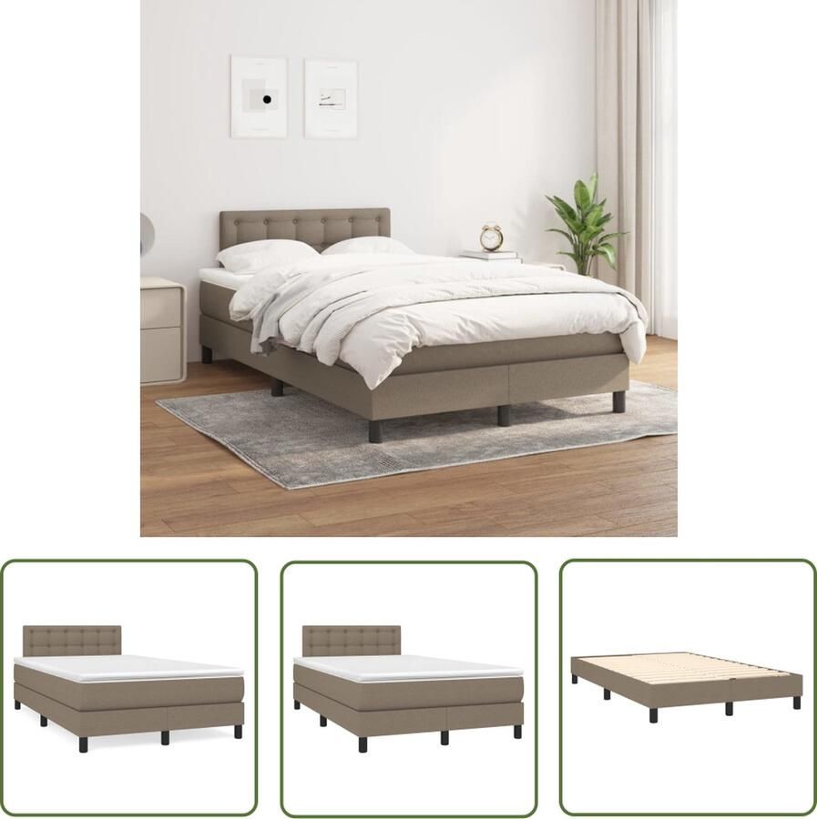 The Living Store Boxspring met matras stof taupe 120x200 cm Boxspringbed Boxspring Tweepersoonsbed Slaapcomfort Pocketing Matras