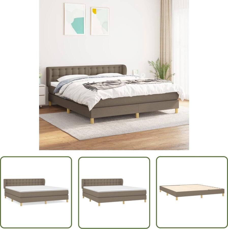 The Living Store Boxspringbed Comfort Bedden 203x163x78 88 cm Taupe Pocketvering matras Boxspringbed Boxspring Bed Slapen Droom