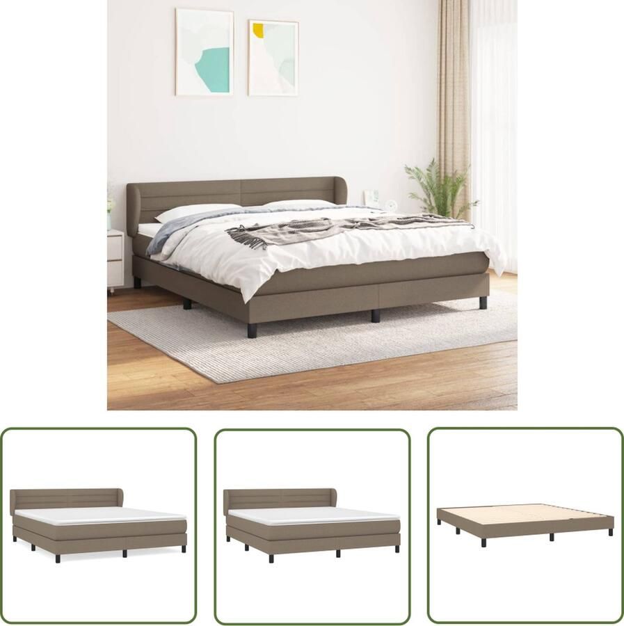 The Living Store Boxspringbed Taupe 203x163x78 88 cm Pocketvering matras Middelharde ondersteuning Huidvriendelijk topmatras Boxspringbed Boxspring Slaapkamerinrichting Tweepersoonsbed Pocketveermatras