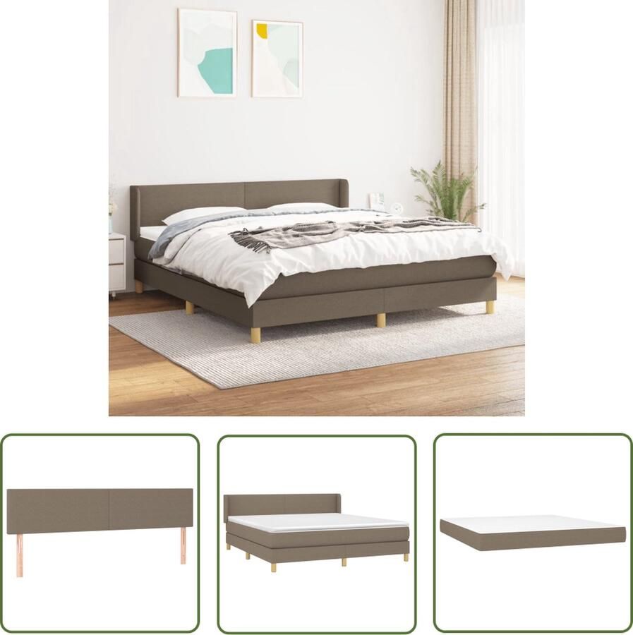 The Living Store Boxspringbed Pocketvering matras Middelharde ondersteuning Huidvriendelijk topmatras Kleur taupe Afmetingen 203 x 163 x 78 88 cm Boxspring Boxspringbed Bed Frame Tweepersoonsbed Taupecleur