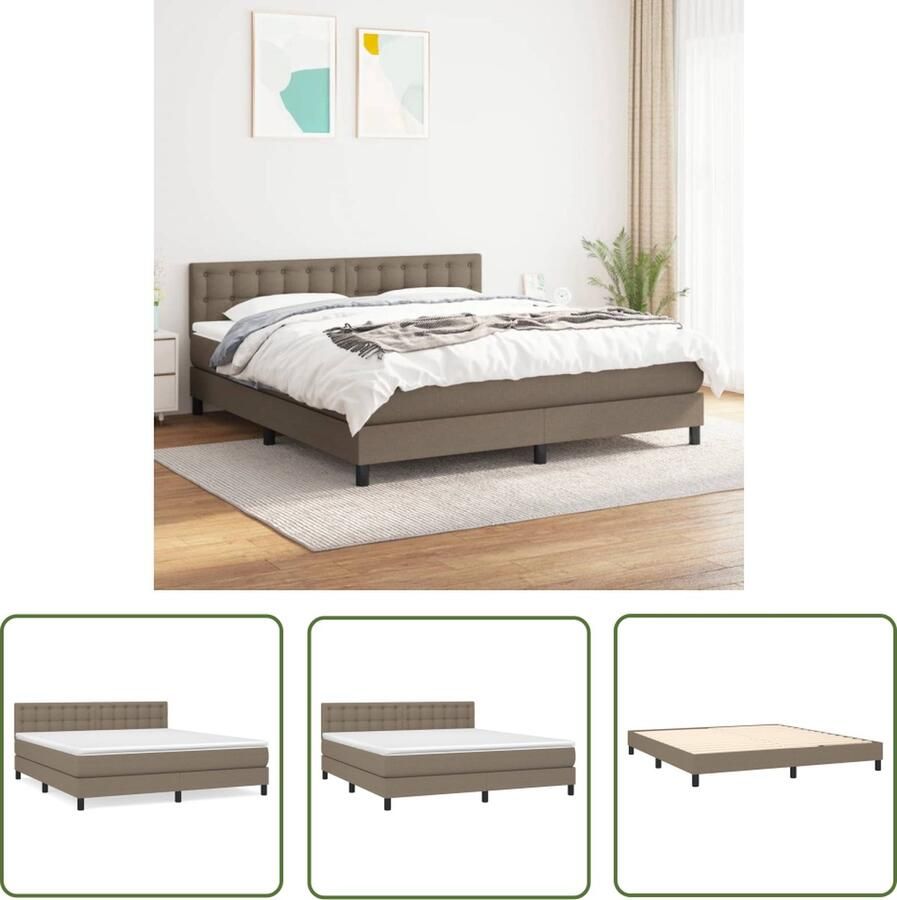 The Living Store Boxspringbed Pocketvering 160x200 cm Taupe Duurzaam materiaal Boxspringbed Pocketvering Boxspring Slaapkamer Meubels Tweepersoonsbed