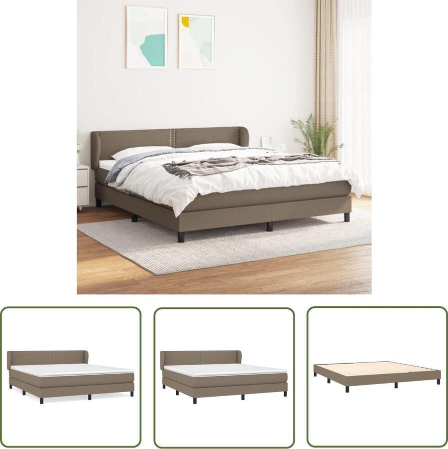 The Living Store Boxspringbed Taupe 203 x 163 x 78 88 cm Pocketvering matras Boxspringbed Boxspring Tweepersoonsbed Bed Frame Taupecouleur