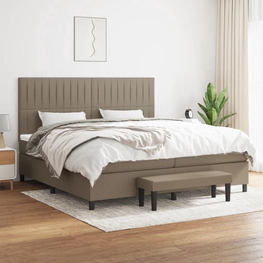 The Living Store Boxspringbed Bed met Pocketvering Matras Middelharde Ondersteuning Huidvriendelijk Topmatras Multifunctioneel Bankje