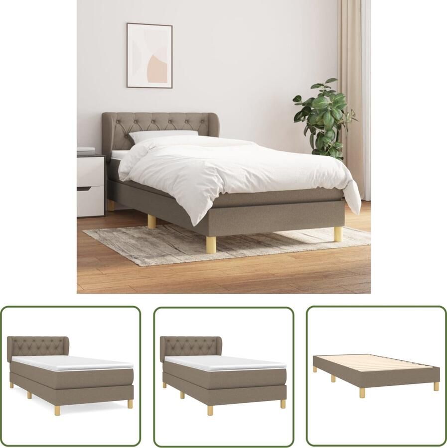 The Living Store Boxspringbed Taupe 203 x 83 x 78 88 cm Pocketvering matras Medium support Boxspringbed Boxspring Slaapcomfort Pocketed Veren Medium Hard
