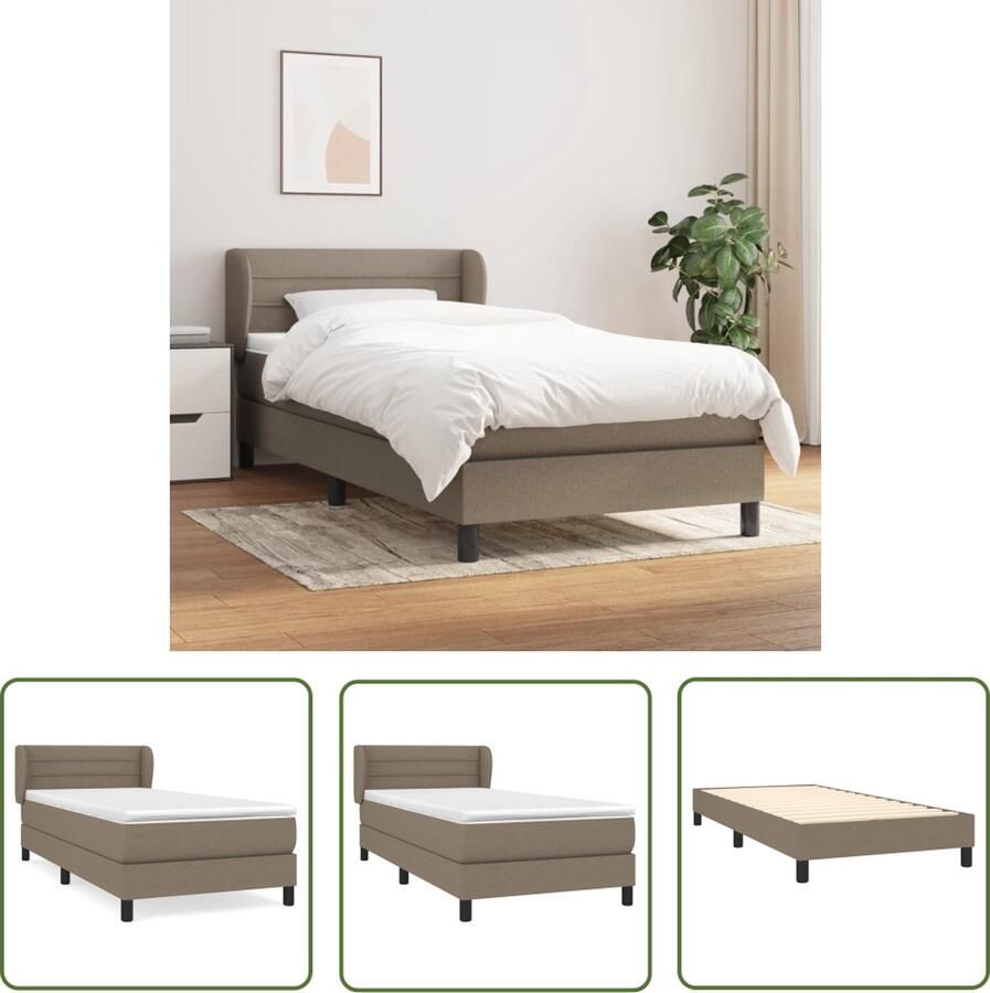 The Living Store Boxspringbed taupe 193 x 93 x 78 88 cm met verstelbaar hoofdbord pocketvering matras middelharde ondersteuning huidvriendelijk topmatras incl montagehandleiding