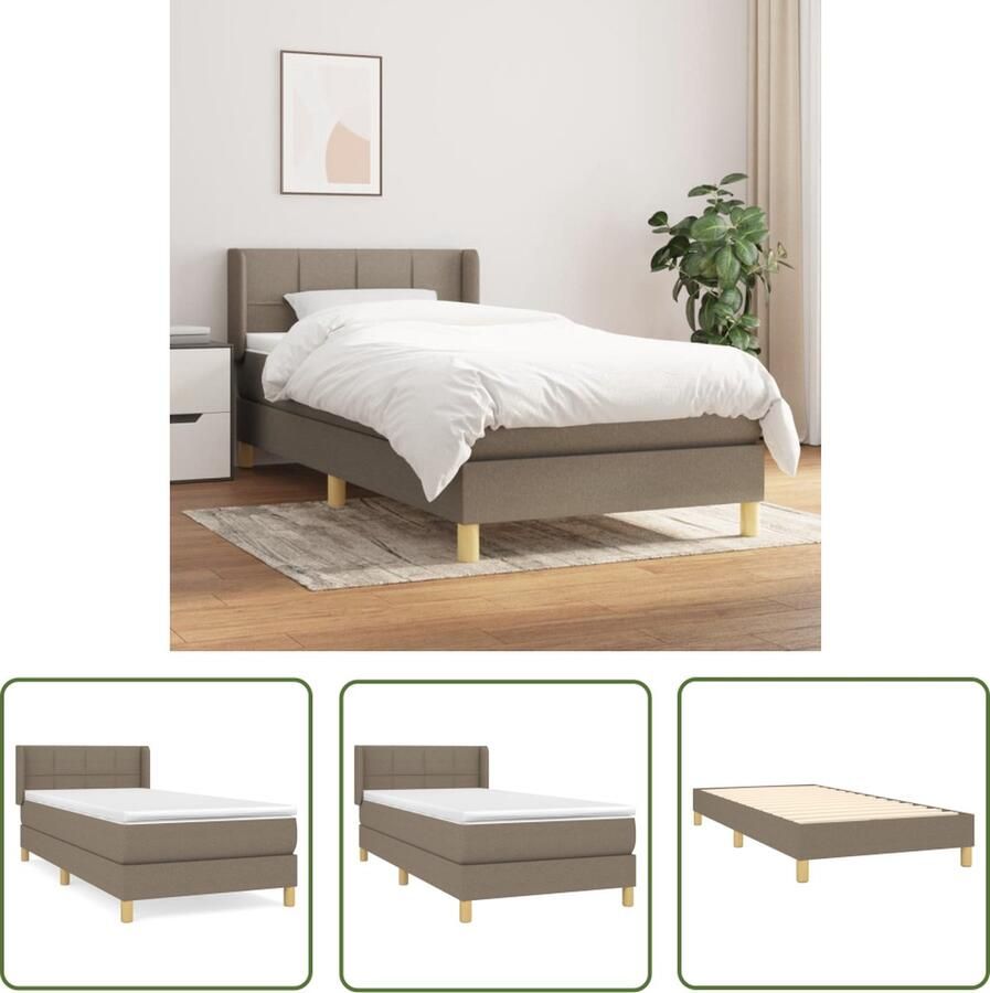 The Living Store Boxspringbed Taupe 193x93x78 88 cm Pocketvering matras Boxspringbed Boxspring Slaapcomfort Taupecouleur Tweepersoonsbed - Foto 2