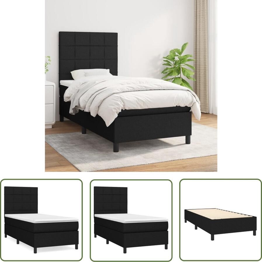 The Living Store Boxspringbed Maximale Ontspanning Bed Afmetingen- 203 x 83 x 118 128 cm Ken- Duurzaam materiaal praktisch hoofdbord comfortabele ondersteuning pocketvering matras middelharde ondersteuning huidvriendelijk topmatras