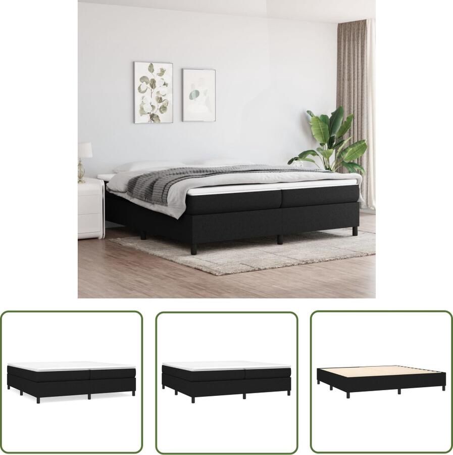 The Living Store Boxspringbed Zwart 203 x 200 x 35 cm Duurzaam materiaal Pocketvering matras Middelharde ondersteuning Huidvriendelijk topmatras Multiplex lattenbodem Boxspringbed Boxspring Tweepersoonsbed Slaapcomfort Matras - Foto 2