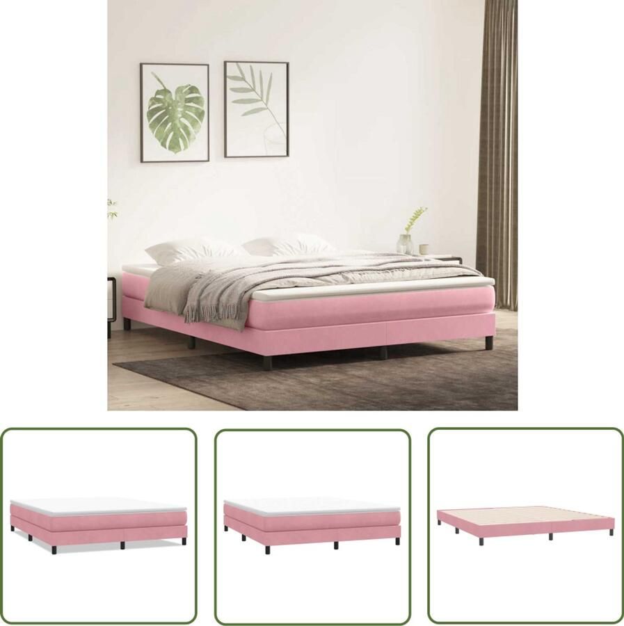 VidaXL Boxspringbed zonder matras 180x220 cm fluweel roze Boxspringbed Boxspring Bed Fluweel Roze
