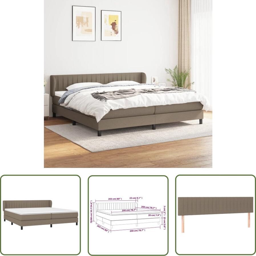 The Living Store Boxspring Bed Rustgevende nachtrust Taupé 203x203x78 88cm Pocketvering matras Boxspring Bed Boxspring Frame Slaapkamer Meubels Tweepersoons Bed Taupertonele Bed