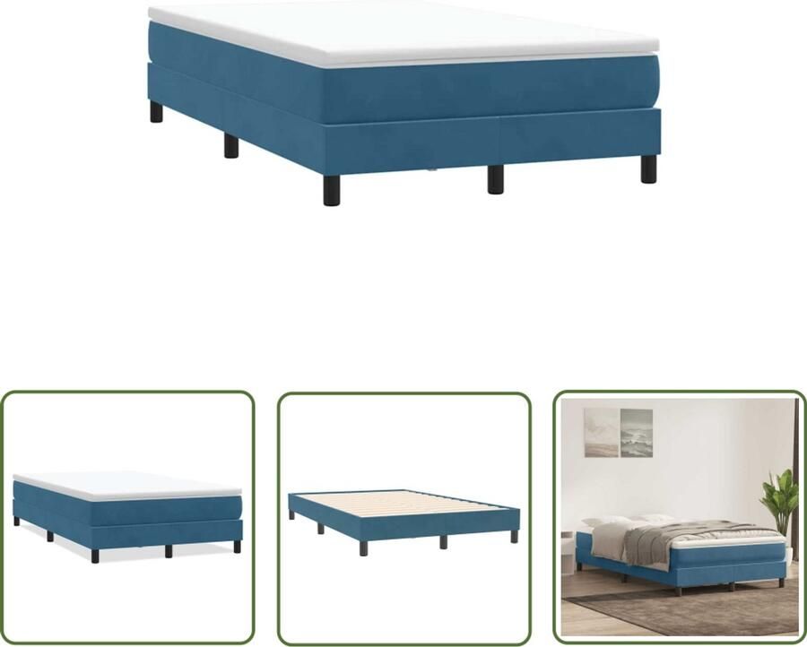 VidaXL Boxspring Frame Boxspring zonder matras fluweel donkerblauw 120x210 cm Donkere Kleuren Fluweel Slaapkamer Decoratie