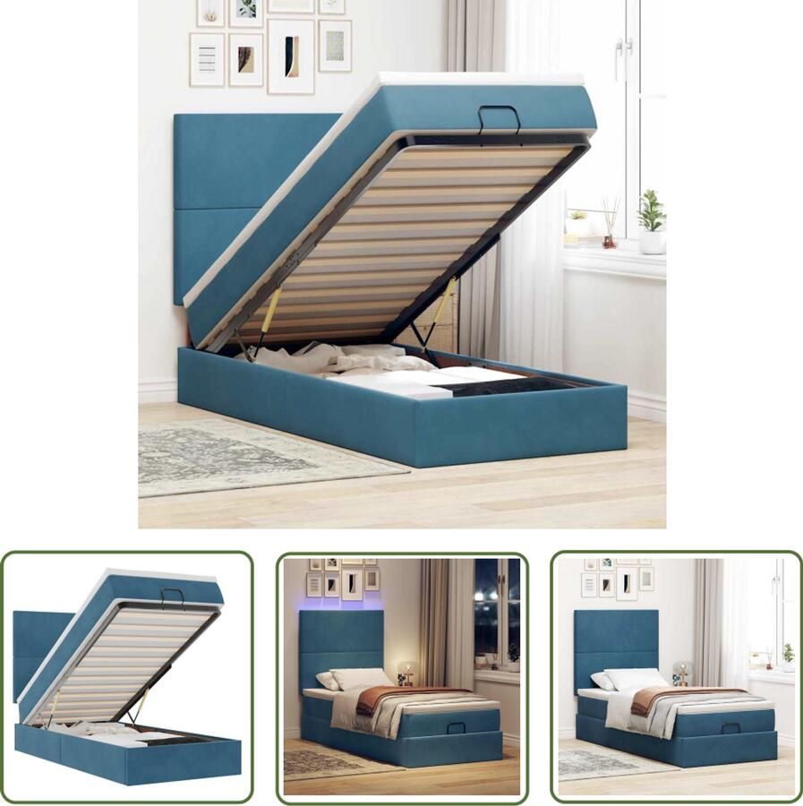 VidaXL Boxspring Ottomanbed Ottoman bed met matrassen en LED's 100x200cm fluweel Led Lampjes Slaapcomfort Fluweel