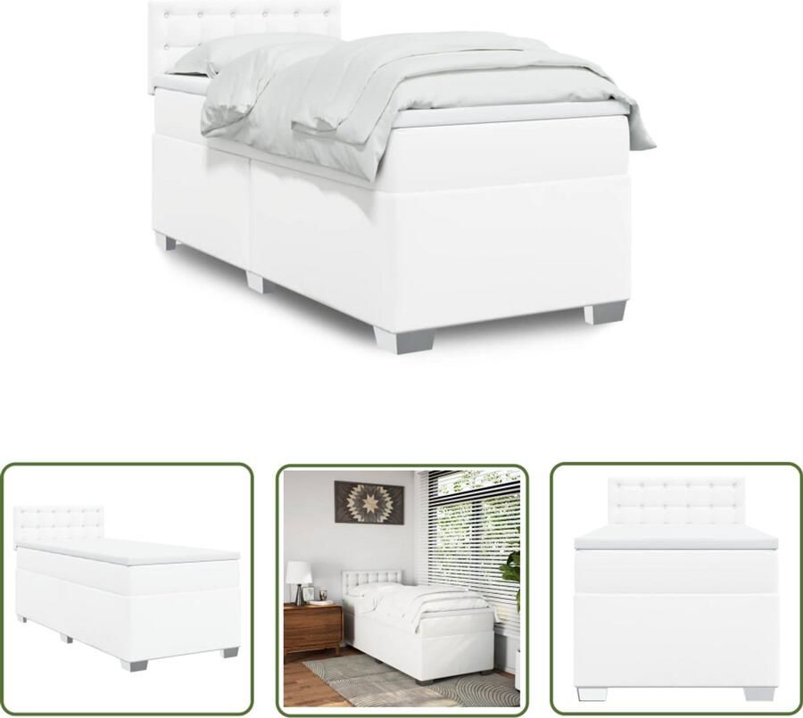 VidaXL Boxspring met matras kunstleer wit 80x200 cm Boxspring Boxspringbed Matras Kunstleer Witte Boxspring