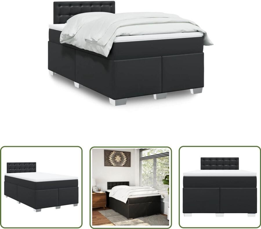 VidaXL Boxspring met matras kunstleer zwart 120x200 cm Boxspring Boxspringbed Slaapcomfort Matras Topmatras