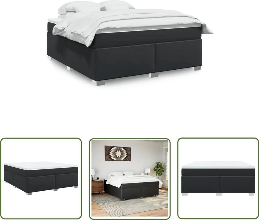 VidaXL Boxspring met matras kunstleer zwart 180x200 cm Boxspring Boxspringbed Kunstleder Bed Leder Look Bed Tweepersoons Bed