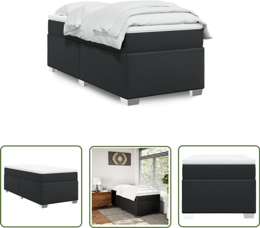 VidaXL Boxspring met matras kunstleer zwart 90x200 cm Boxspring Boxspringbed Kunstleder Bed Zwarte Boxspring Slaapcomfort