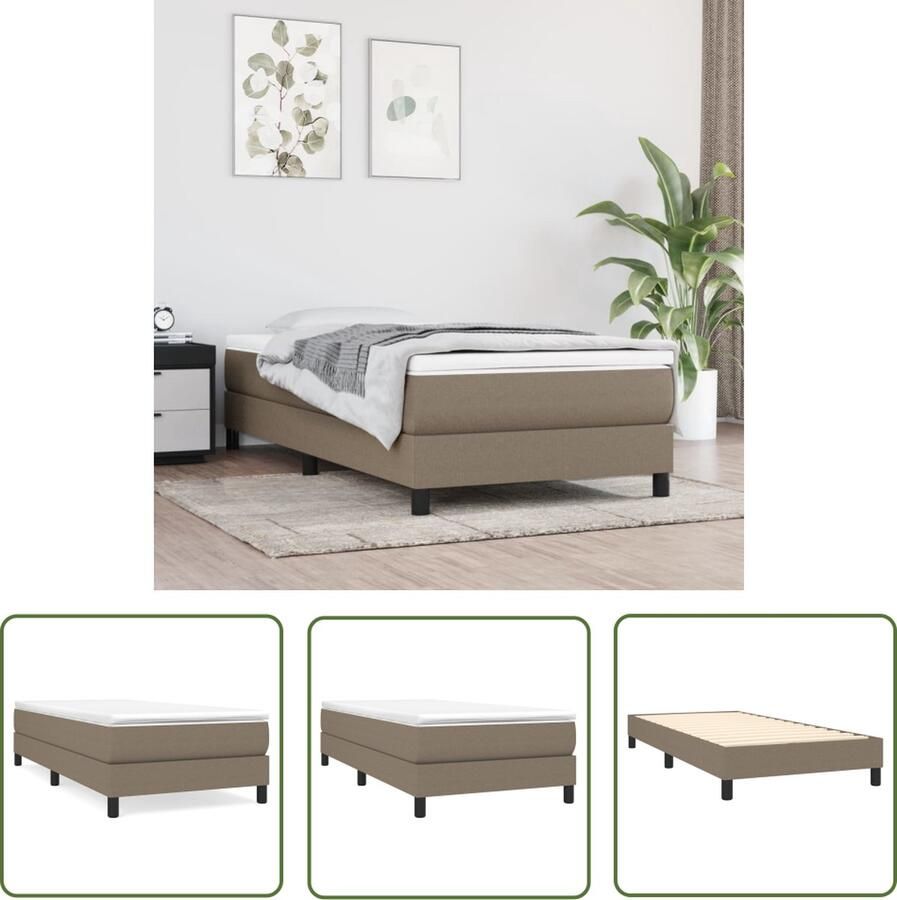 The Living Store Boxspring met matras stof taupe 100x200 cm Boxspring Boxsprings Bed Slaapmeubel Boxspringbed Boxspring Bed Eenpersoonsbed Bed Met Matras Bedframe Ledikant Bedden - Foto 2