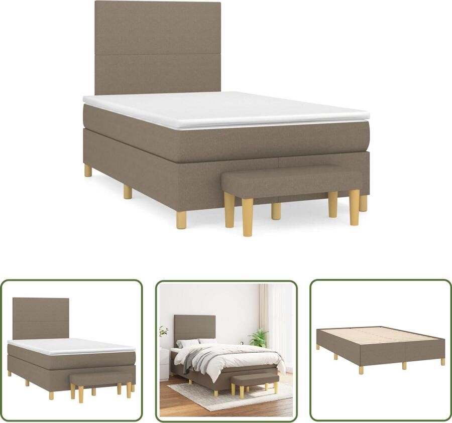 VidaXL Boxspring met matras stof taupe 120x190 cm Boxspring Boxspringbed Taupe Bed Frame Tweepersoonsbed
