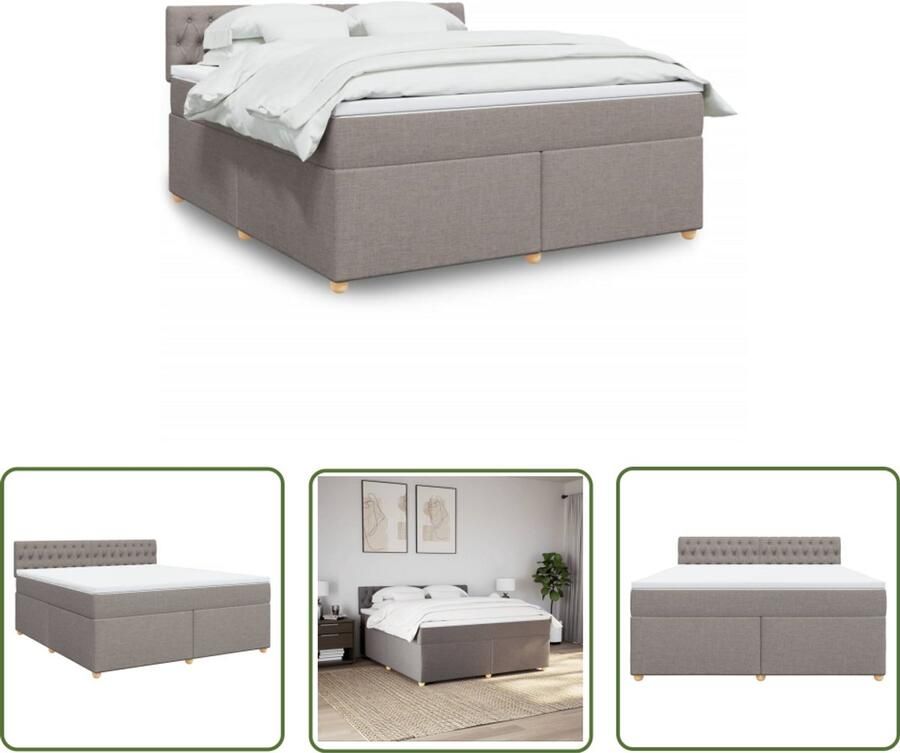 VidaXL Boxspring met matras stof taupe 180x200 cm Boxspring Boxspringbed Matras Pocketveringmatras Slaapcomfort