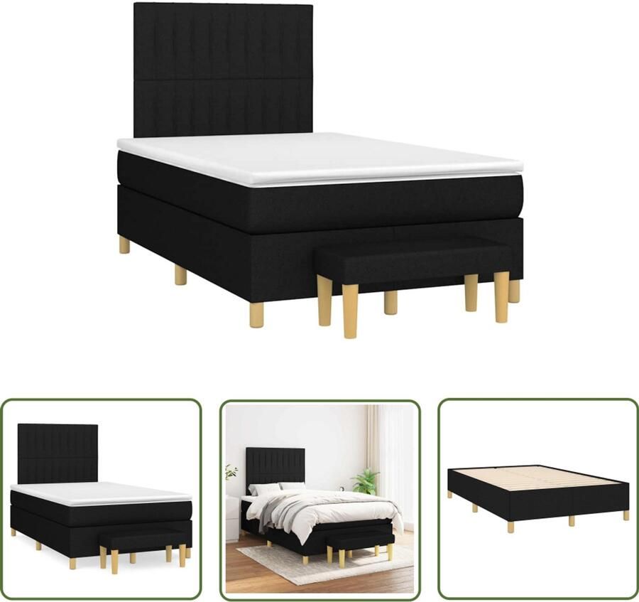 VidaXL Boxspring met matras stof zwart 120x190 cm Boxspring Boxspringbed Slaapcomfort Tweepersoonsbed Bed Frame
