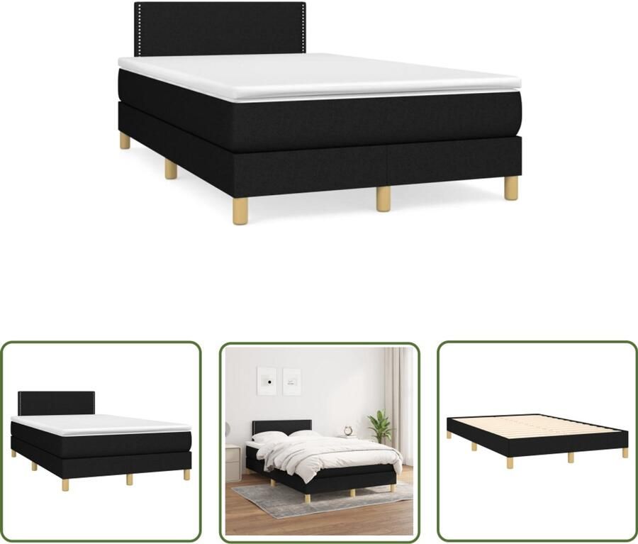 VidaXL Boxspring met matras stof zwart 120x190 cm Boxspring Boxspringbed Tweepersoonsbed Zwart Bed Frame