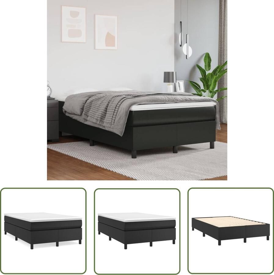 The Living Store Boxspringbed Kunstleer Pocketvering Middelharde ondersteuning Huidvriendelijk topmatras 203x120x35 cm Boxspringbed Boxsprings Tweepersoonsbed Kunstleder Bed Pocketveer Matras - Foto 2