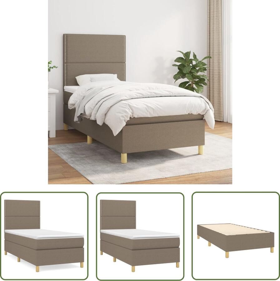 The Living Store Boxspringbed Pocketvering 100x200x118 128 cm Taupe Boxspringbed Boxsprings Slaapkamer Meubels Tweepersoonsbed Pocketveer Matras