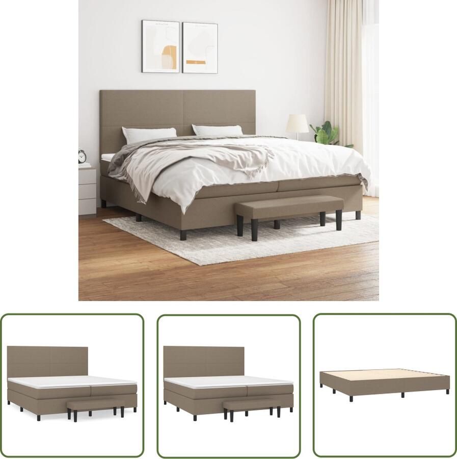 The Living Store Boxspring met matras stof taupe 200x200 cm Boxspringbed Boxsprings Slaapkamerinrichting Tweepersoonsbed Taupecouleur
