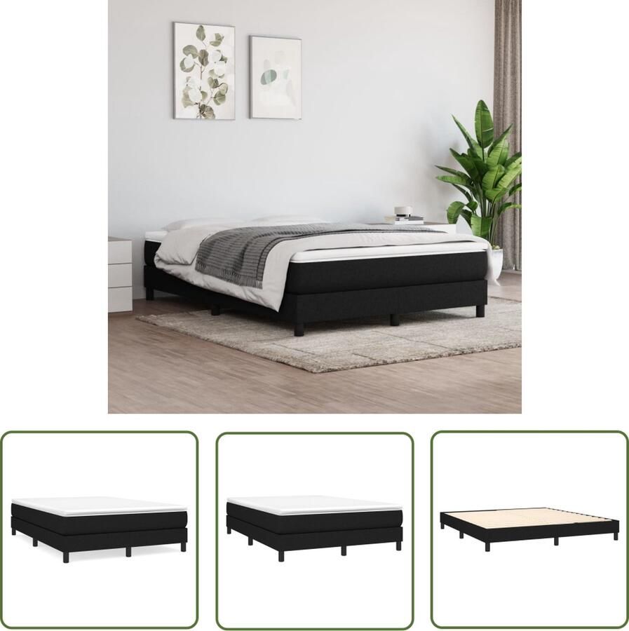 The Living Store Boxspring met matras stof zwart 160x200 cm Boxspring Boxsprings Bed Slaapmeubel Boxspringbed Boxspring Bed Tweepersoonsbed Bed Met Matras Bedframe Ledikant Bedden - Foto 5