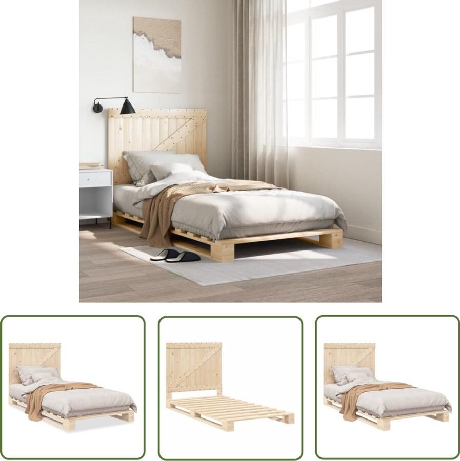 VidaXL Bedframe met hoofdbord massief grenenhout 100x200 cm Massief Grenenhout Bed Frame Bruin Bed Frame King Size Bed Frame Tweepersoons Bed Frame Vintage Bed Frame