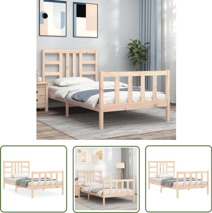 VidaXL Bruin Bed Frame Massief Grenenhout Bed Frame Bedframe zonder matras massief grenenhout 100x200 cm Houten Bed Frame Tweepersoons Bed Frame Bed Frame 100x200