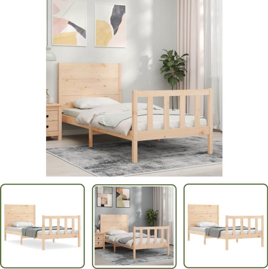 VidaXL Bruin Bed Frame Massief Grenenhouten Bed Frame Bedframe met hoofdbord massief hout Vintage Bed Frame Landelijk Bed Frame Compact Bed Frame
