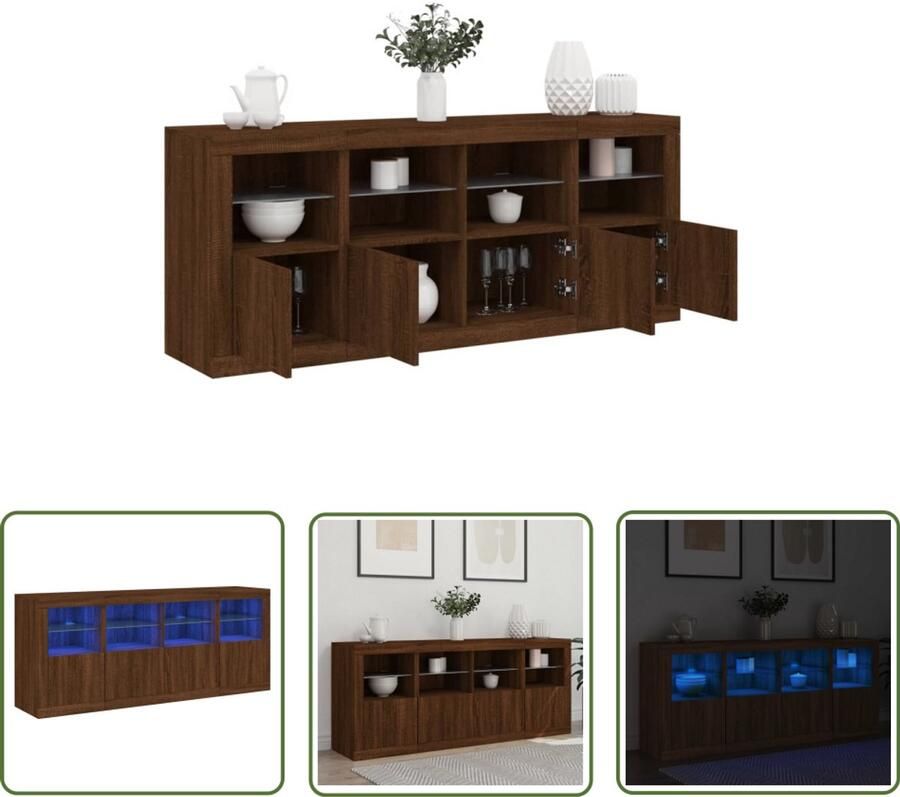 The Living Store Dressoir met LED-verlichting 163x37x67 cm bruin eikenkleur Dressoir Modern Dressoir Led Verlichting Tv Meubel Kast