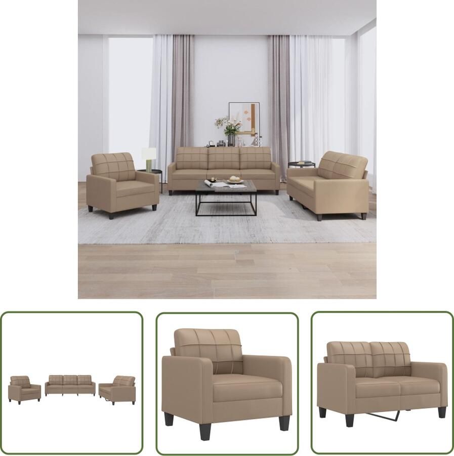 The Living Store Bank Lounge Kunstleer Cappuccino Stevig Metalen Frame Lounge Stoffen Bank Bruine Bank Lederlook Bank Bankstel Hoekbank