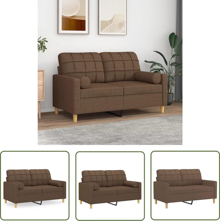 The Living Store 2-zitsbank Bruin Stof 138 x 77 x 80 cm Duurzame stof Stevig frame Verwijderbare kussenhoezen Tweezitsbank Bruine Bank Banks Kopen Lounge Meubilair Modern Sofa