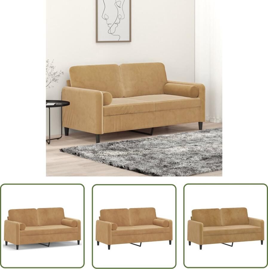 The Living Store 2-zitsbank Fluweel Bruin 158 x 77 x 80 cm Comfortabele zitervaring Tweezitsbank Bruine Bank Fluweelb Bank Lounge Bank Woonkamer Meubilair
