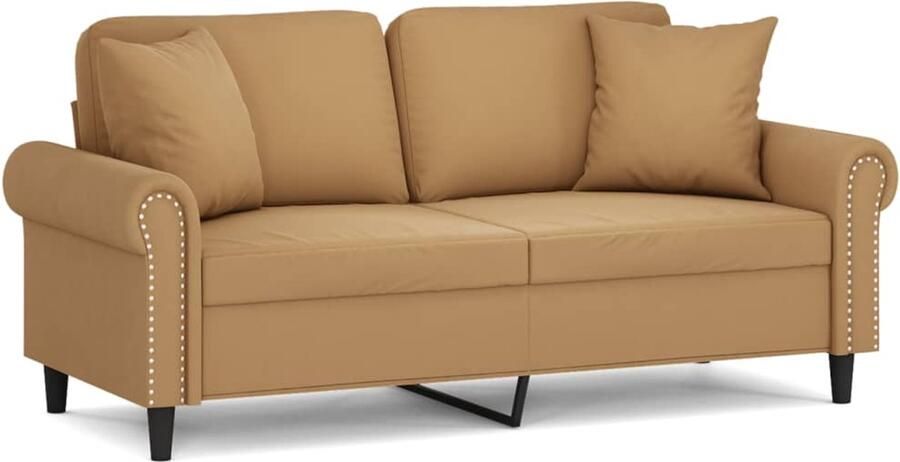 VidaXL Tweezitsbank Fluweel Bruin Inclusief Kussens Tweezitsbank Bruine Bank Fluwelen Bank Banksofa Lounge Stoel
