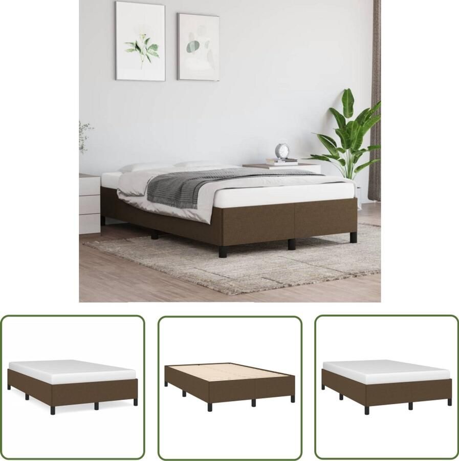 VidaXL Bedframe zonder matras 120x190 cm stof donkerbruin Bed Frame Bruine Bed Houten Bed Stoffen Bed Tweepersoonsbed