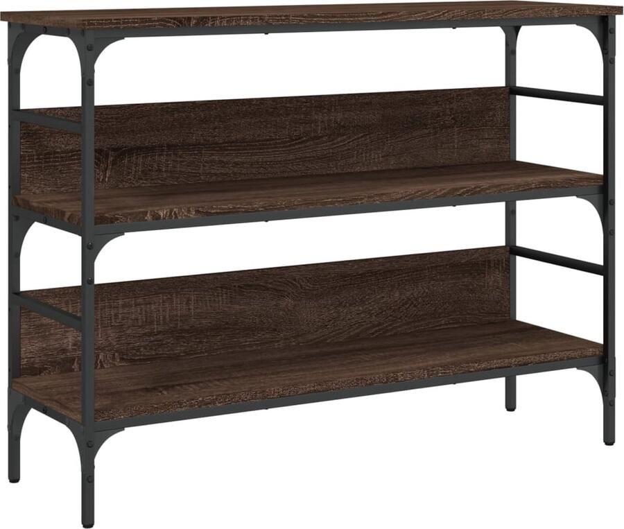 VidaXL Wandtafel 100x32x75 cm bewerkt hout bruin eikenkleur Wandtafel Bruine Eikenhouten Kast Houten Wandplank Opbergruimte Salontafel