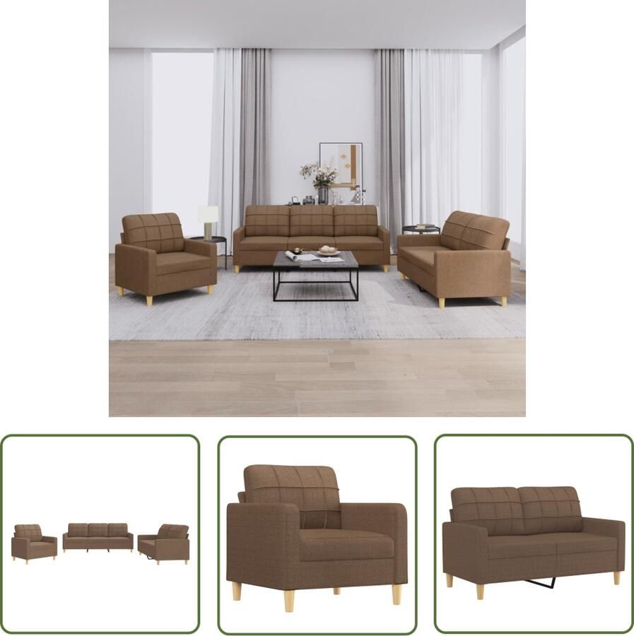 The Living Store Loungeset Bruin Stof 100% polyester Metaal en multiplex Totale afmetingen- 198 x 77 x 80 cm Comfortabel en opvallend ontwerp Loungeset Bruine Meubels Woonkamermeubel Buitenlounge Tuin Lounge