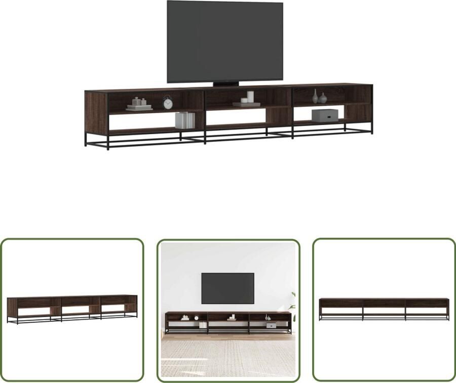 The Living Store Tv-meubel 270x40x46 cm bewerkt hout bruin eikenkleurig Tv-meubel Bruineiken Houten Tv-meubel Opbergruimte Salontafel